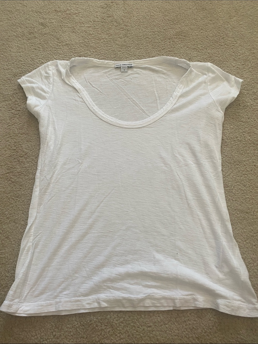 James Perse White Scoop Neck Short Sleeve Tee